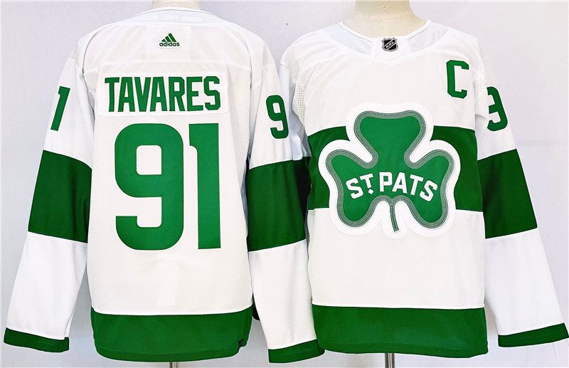 Maple Leafs 91 John Tavares White St Patricks Adidas Jersey