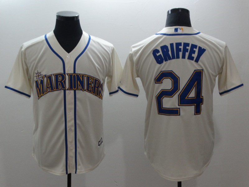 Mariners 24 Ken Griffey Jr. Cream Cool Base Jersey