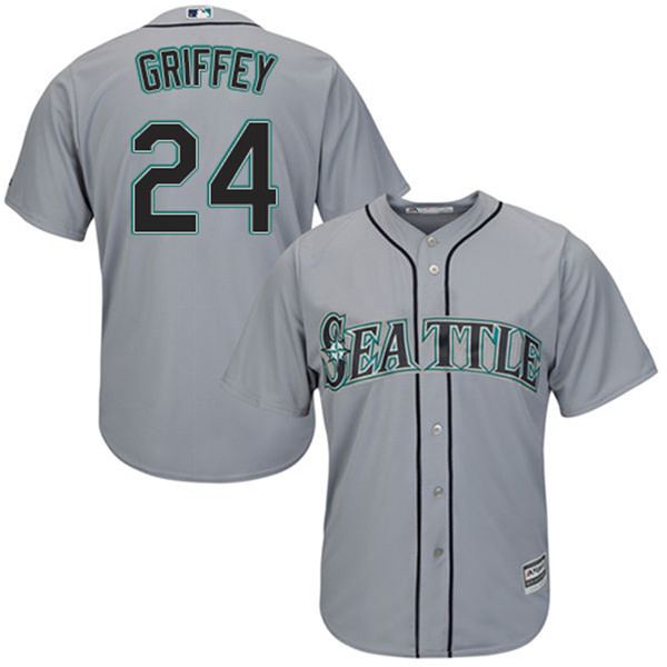 Mariners 24 Ken Griffey Jr. Gray Cool Base Jersey