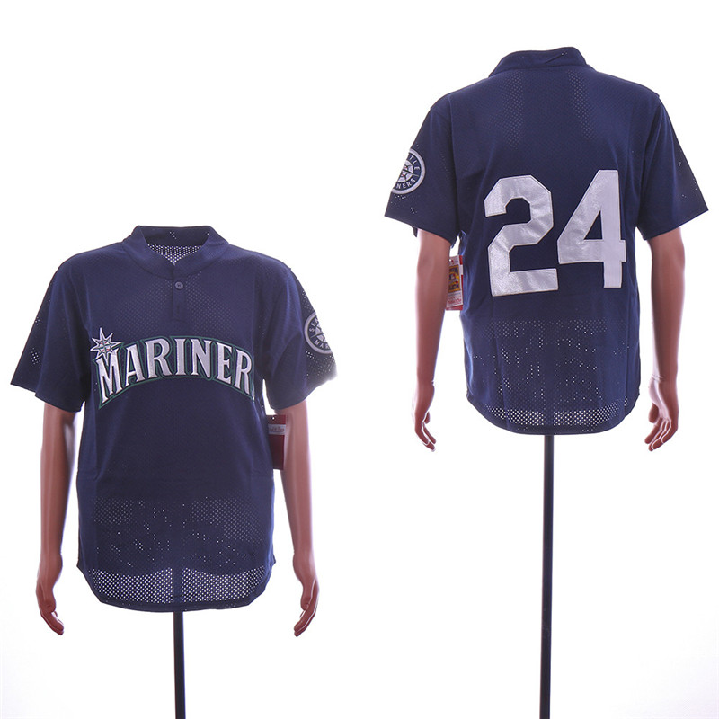 Mariners 24 Ken Griffey Jr. Navy Mesh Throwback Jersey