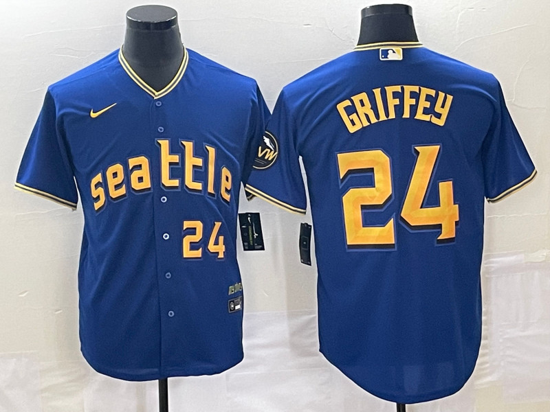 Mariners 24 Ken Griffey Jr. Royal Nike 2023 City Connect Cool Base Jersey