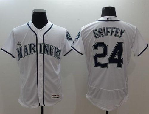 Mariners 24 Ken Griffey White Flexbase Authentic Collection Stitched MLB Jersey