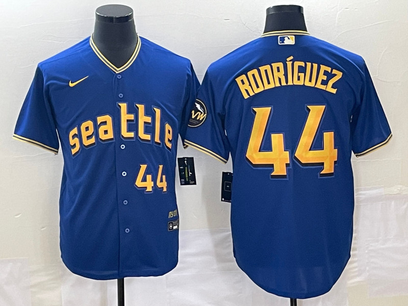 Mariners 44 Julio Rodriguez Royal Nike 2023 City Connect Cool Base Jersey