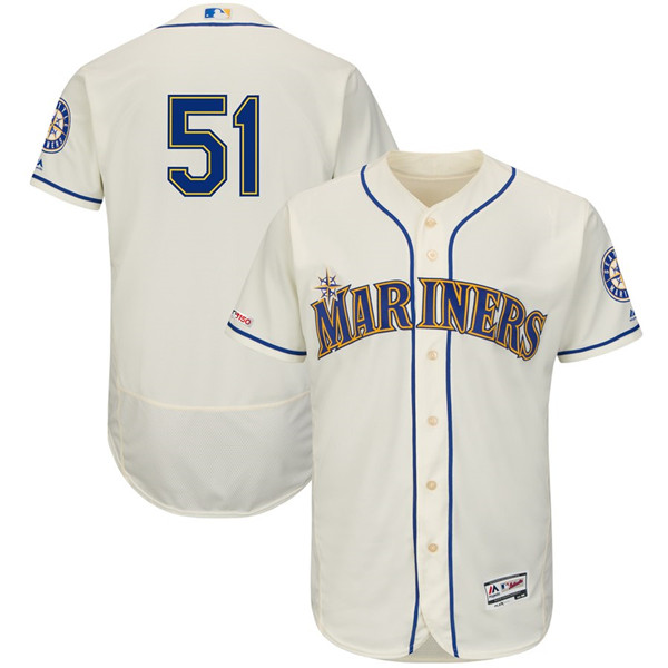 Mariners 51 Ichiro Suzuki Cream 150th Patch Flexbase Jersey