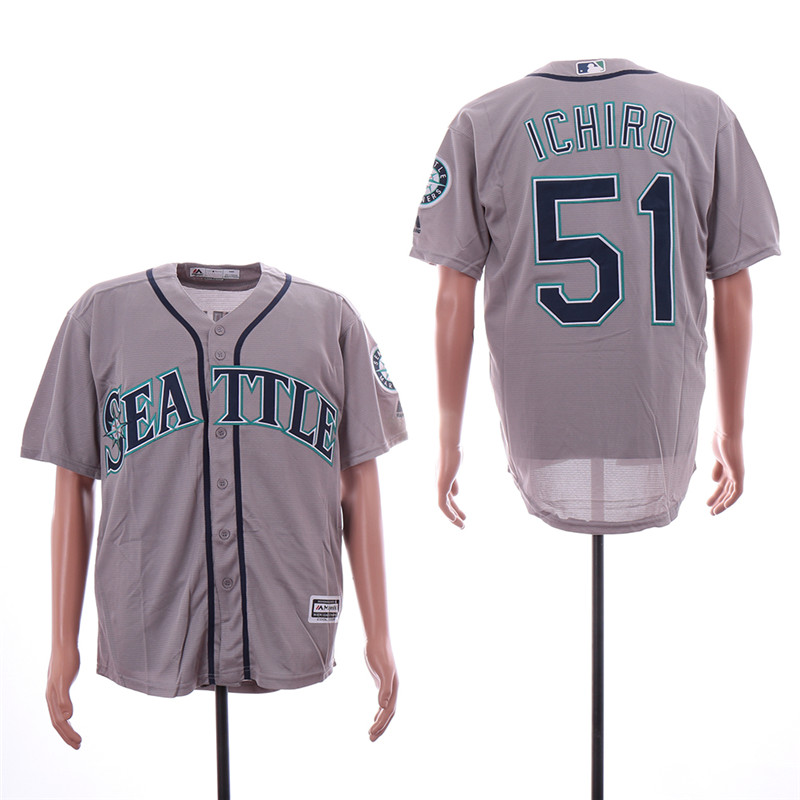 Mariners 51 Ichiro Suzuki Gray Cool Base Jersey