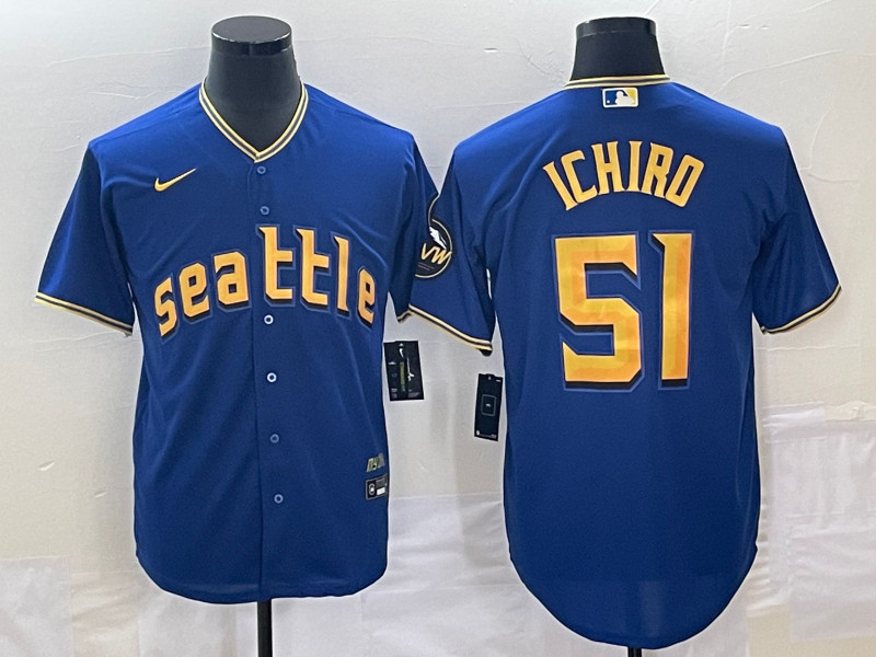 Mariners 51 Ichiro Suzuki Royal Nike 2023 City Connect Cool Base Jersey