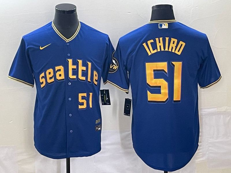 Mariners 51 Ichiro Suzuki Royal Nike 2023 City Connect Cool Base Jerseys