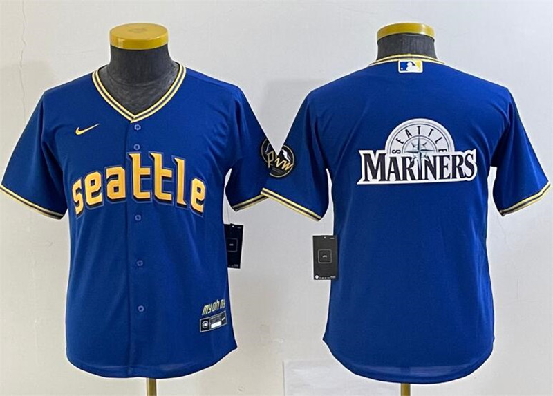 Mariners Blank Royal Youth Nike 2023 City Connect Cool Base Jersey