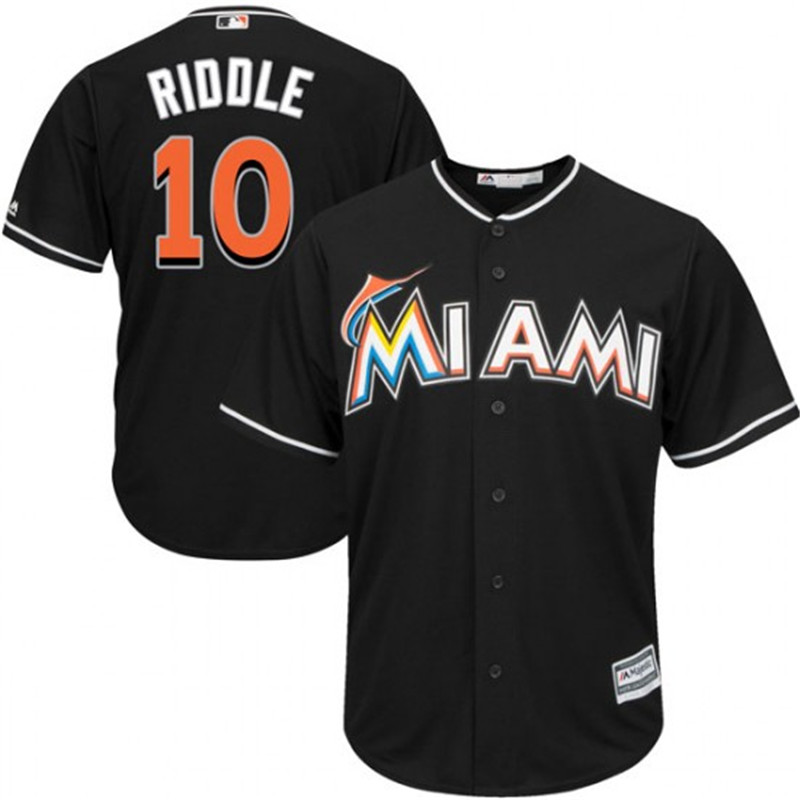 Marlins 10 JT Riddle Black Cool Base Jersey