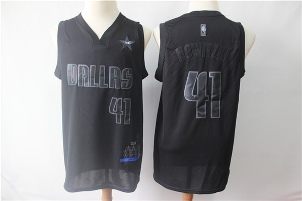 Mavericks 41 Dirk Nowitzki Black Nike Swingman MVP Jersey