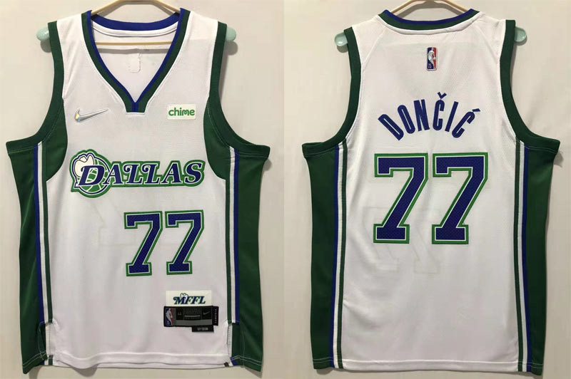 Mavericks 77 Luka Doncic White 2022 Earned Edition Nike Swingman Jersey