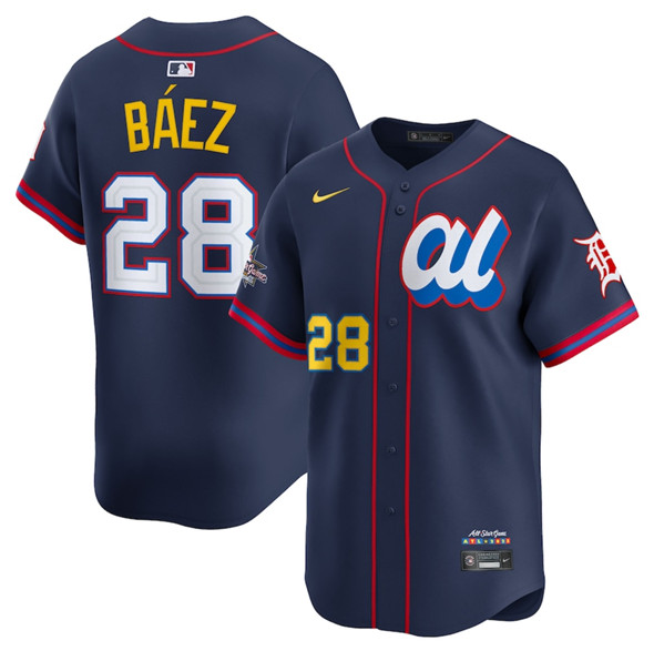 Men's American League 28 Javier Báez Navy 2025 All Star Edition Limited Stitched Baseball Jersey