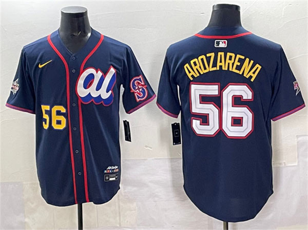 Men's American League 56 Randy Arozarena Navy 2025 All Star Edition Limited Stitched Baseball Jersey