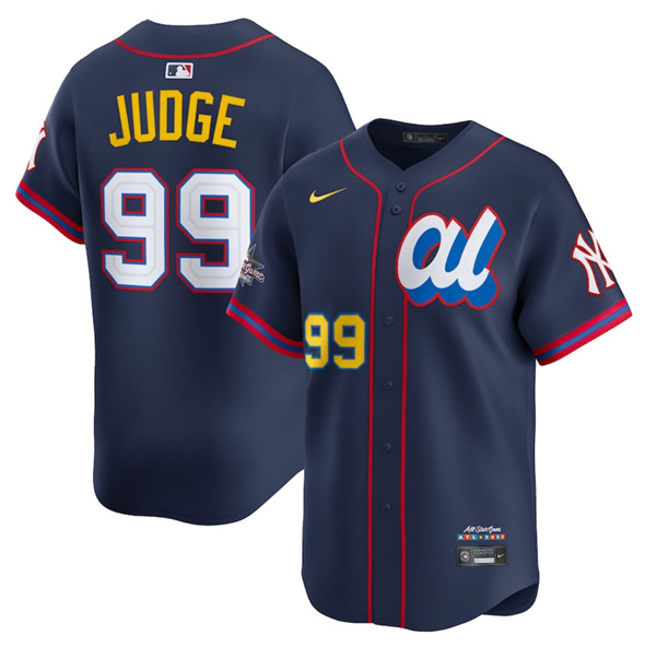 Men's American League 99 Aaron Judge Navy 2025 All Star Edition Limited Stitched Baseball Jersey