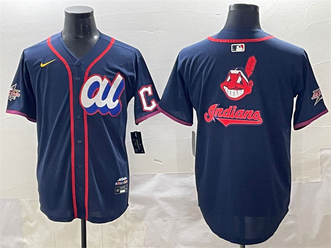 Men's American League Cleveland Guardians Team Big Logo Navy 2025 All Star Edition Limited Stitched Baseball Jersey