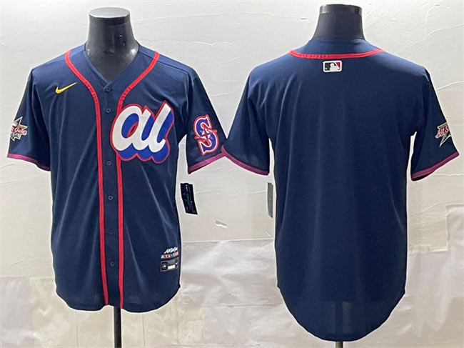 Men's American League Seattle Mariners Blank Navy 2025 All Star Edition Limited Stitched Baseball Jersey