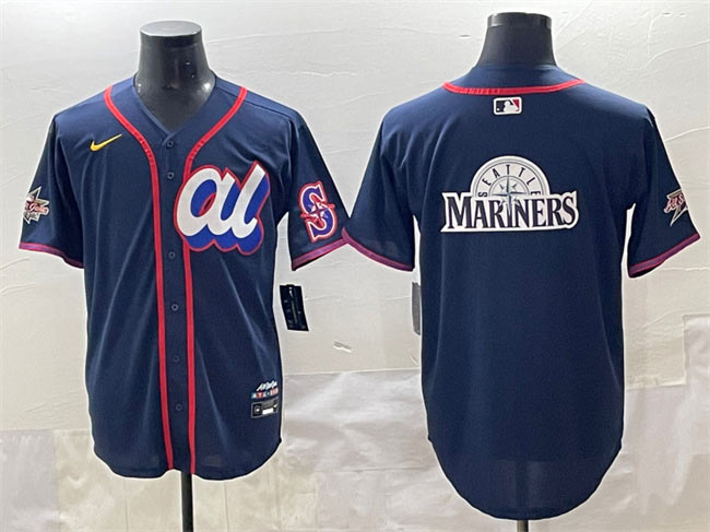 Men's American League Seattle Mariners Team Big Logo Navy 2025 All Star Edition Limited Stitched Baseball Jersey