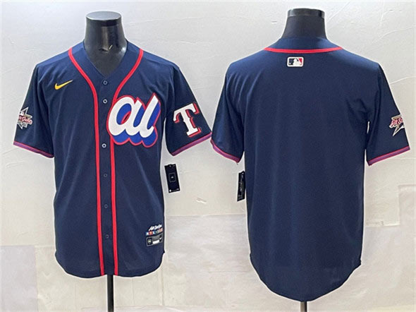 Men's American League Texas Rangers Blank Navy 2025 All Star Edition Limited Stitched Baseball Jersey