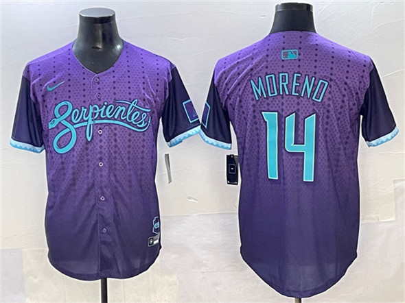 Men's Arizona Diamondbacks 14 Gabriel Moreno Purple 2025 City Connect Limited Stitched Baseball Jersey