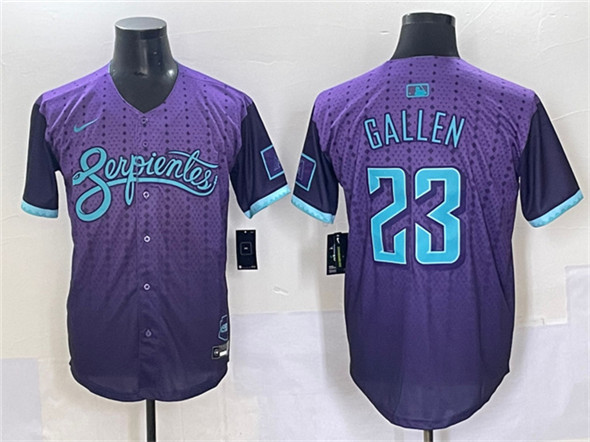 Men's Arizona Diamondbacks 23 Zac Gallen Purple 2025 City Connect Limited Stitched Baseball Jersey