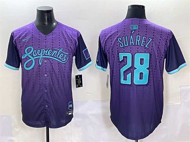 Men's Arizona Diamondbacks 28 Eugenio Suárez Purple 2025 City Connect Limited Stitched Baseball Jersey