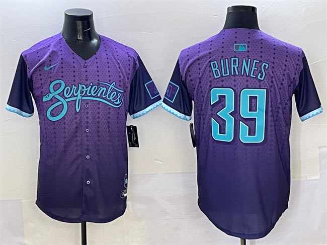 Men's Arizona Diamondbacks 39 Corbin Burnes Purple 2025 City Connect Limited Stitched Baseball Jersey