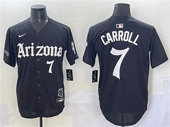 Men's Arizona Diamondbacks 7 Corbin Carroll Black 'Gothic Desert Fang Edition' Vapor Limited Stitched Baseball Jersey