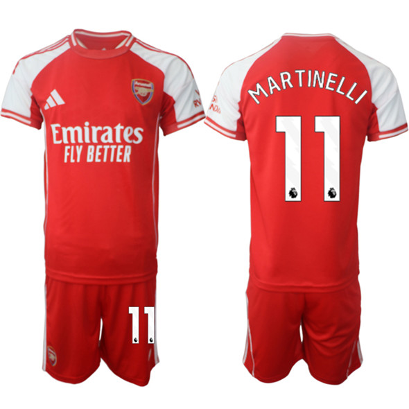 Men's Arsenal F.C 11 Gabriel Martinelli Red 2025 Home Soccer Jersey Suit