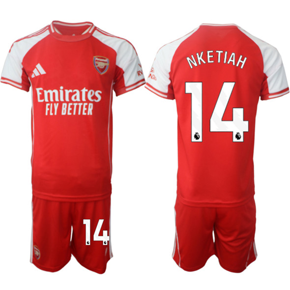 Men's Arsenal F.C 14 Eddie Nketiah Red 2025 Home Soccer Jersey Suit