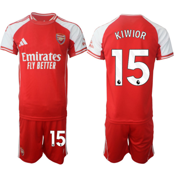 Men's Arsenal F.C 15 Jakub Kiwior Red 2025 Home Soccer Jersey Suit