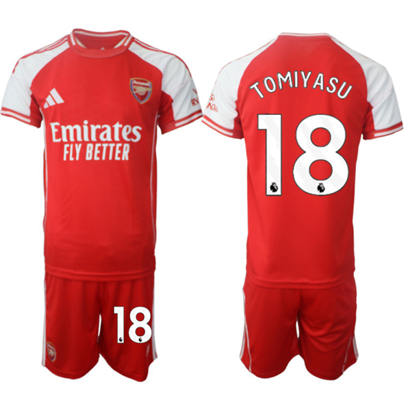 Men's Arsenal F.C 18 Takehiro Tomiyasu Red 2025 Home Soccer Jersey Suit