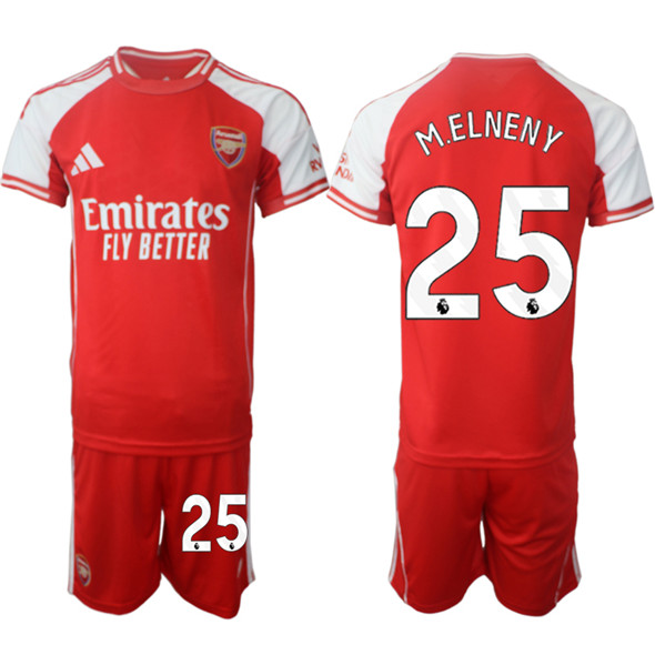 Men's Arsenal F.C 25 Mohamed Elneny Red 2025 Home Soccer Jersey Suit