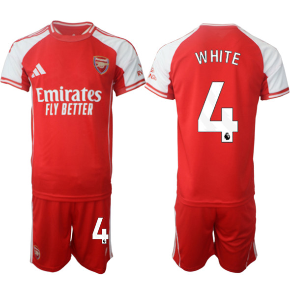 Men's Arsenal F.C 4 Ben White Red 2025 Home Soccer Jersey Suit
