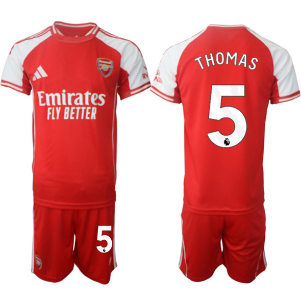 Men's Arsenal F.C 5 Thomas Red 2025 Home Soccer Jersey Suit