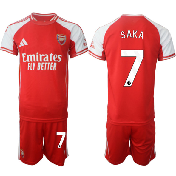 Men's Arsenal F.C 7 Bukayo Saka Red 2025 Home Soccer Jersey Suit