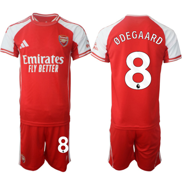 Men's Arsenal F.C 8 Martin Odegaard Red 2025 Home Soccer Jersey Suit