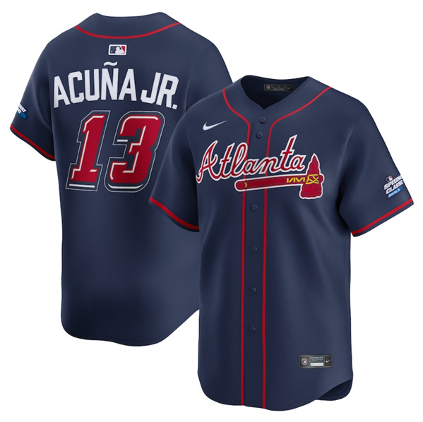 Men's Atlanta Braves 13 Ronald Acua Jr. Navy 2025 Speedway Classic Alternate Limited Stitched Baseball Jersey