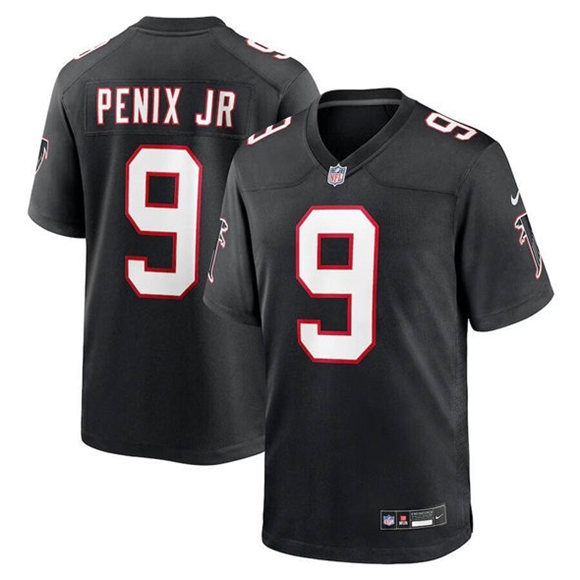 Men's Atlanta Falcons 9 Michael Penix Jr. Black Alternate Football Stitched Game Jersey