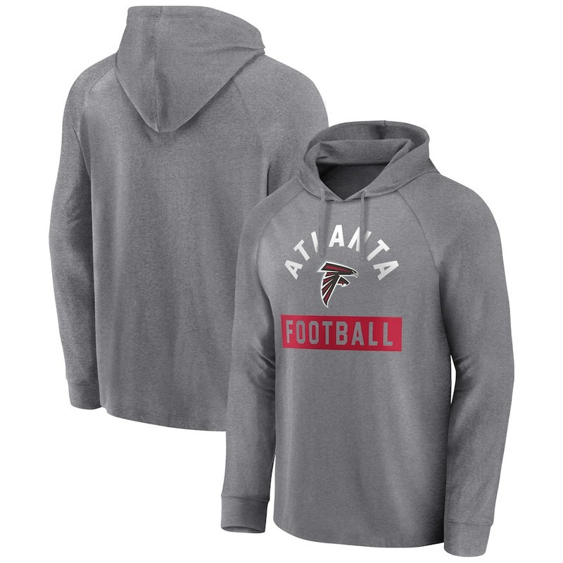 Men's Atlanta Falcons Fanatics Branded Heathered Gray No Time Off Raglan Pullover Hoodie