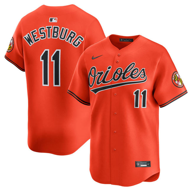 Men's Baltimore Orioles 11 Jordan Westburg Orange 2025 2nd Alternate Limited Cool Base Stitched Baseball Jersey