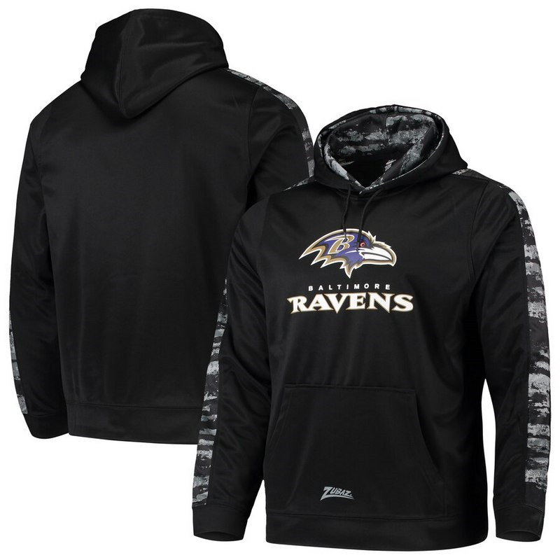 Men's Baltimore Ravens Zubaz Black Tonal Oxide Pullover Hoodie