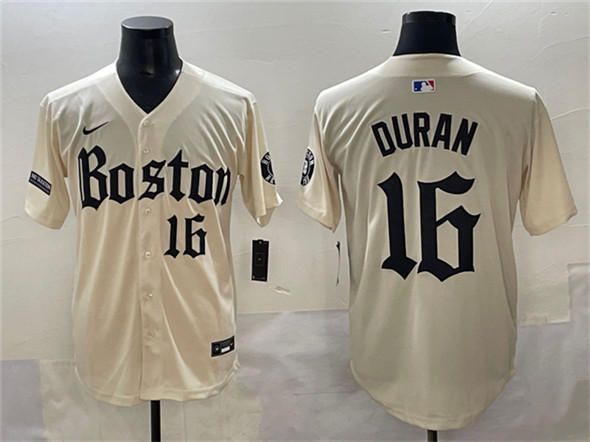 Men's Boston Red Sox 16 Jarren Duran Cream Gothic Vapor Limited Stitched Baseball Jersey
