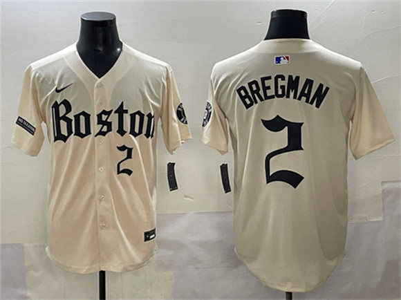 Men's Boston Red Sox 2 Alex Bregman Cream Gothic Vapor Limited Stitched Baseball Jersey