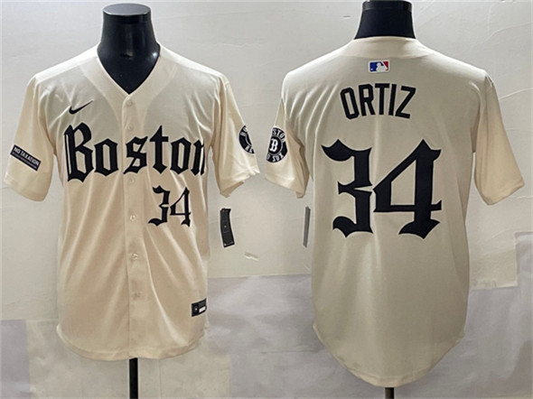 Men's Boston Red Sox 34 David Ortiz Cream Gothic Vapor Limited Stitched Baseball Jersey