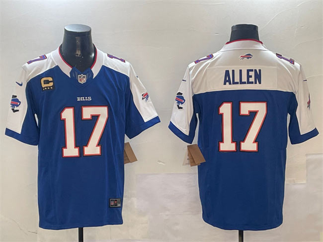 Men's Buffalo Bills 17 Josh Allen Blue White F.U.S.E. With 4 star C Ptach Football Stitched Jersey