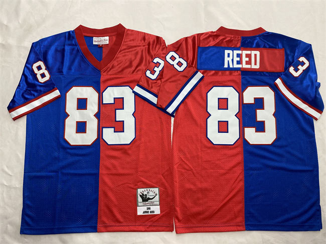 Men's Buffalo Bills 83 Andre Reed Blue Red Splite Throwback Stitched Jersey