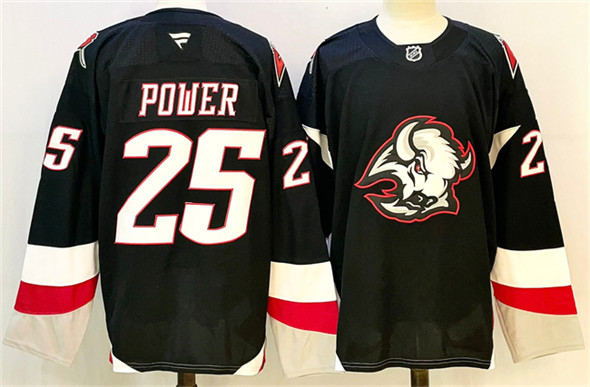 Men's Buffalo Sabres 25 Owen Power Black 2024 25 Alternate Stitched Hockey Jersey