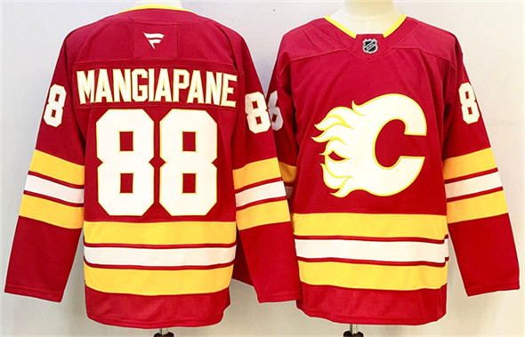 Men's Calgary Flames 88 Andrew Mangiapane Red 2024 25 Home Stitched Hockey Jersey