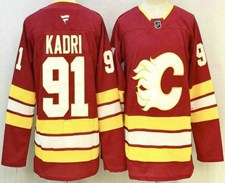 Men's Calgary Flames 91 Nazem Kadri Red Authentic Jersey