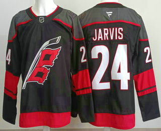 Men's Carolina Hurricanes 24 Seth Jarvis Black Authentic Jersey